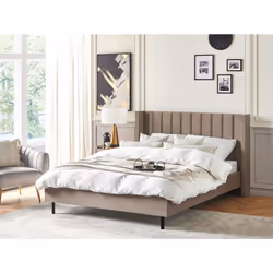Bed Velvet VILLETTE 160 x 200 cm (EU King Size) Taupe