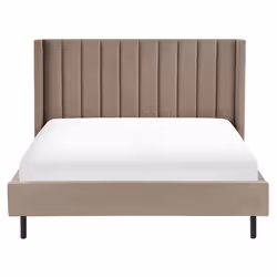 Bed Velvet VILLETTE 160 x 200 cm (EU King Size) Taupe