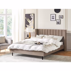 Bed Velvet VILLETTE 180 x 200 cm (EU Super King) Taupe