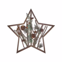 Decorative Figurine Christmas Star LED Dark Wood DOKKA