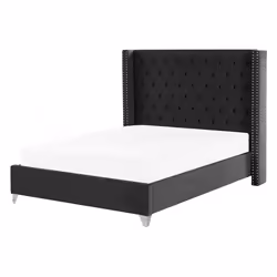 Bed Velvet LUBBON 140 x 200 cm (EU Double) Black