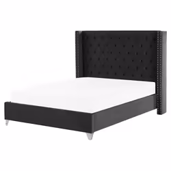 Bed Velvet LUBBON 160 x 200 cm (EU King Size) Black