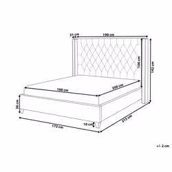 Bed Velvet LUBBON 160 x 200 cm (EU King Size) Black