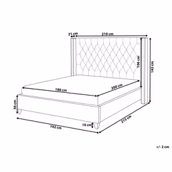Bed Velvet LUBBON 180 x 200 cm (EU Super King) Light Grey