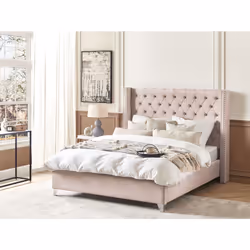 Bed Velvet LUBBON 160 x 200 cm (EU King Size) Pastel Pink