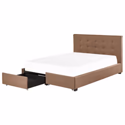 Bed with Storage Drawers Fabric LA ROCHELLE 180 x 200 cm (EU Super King) Brown