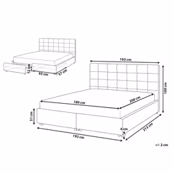 Bed with Storage Drawers Fabric LA ROCHELLE 180 x 200 cm (EU Super King) Brown