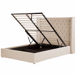 Velvet EU Double Size Ottoman Bed Beige LUBBON