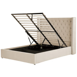 Velvet EU Double Size Ottoman Bed Beige LUBBON