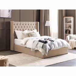 Velvet EU Double Size Ottoman Bed Beige LUBBON