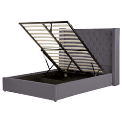 Ottoman Bed Velvet LUBBON 140 x 200 cm (EU Double) Grey