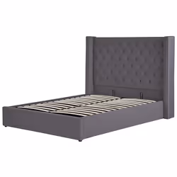 Ottoman Bed Velvet LUBBON 140 x 200 cm (EU Double) Grey