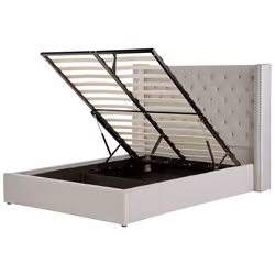 Ottoman Bed Velvet LUBBON 160 x 200 cm (EU King Size) Light Grey