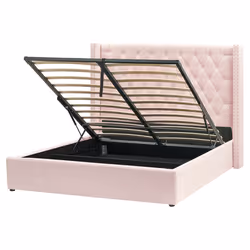 Ottoman Bed Velvet LUBBON 160 x 200 cm (EU King Size) Pastel Pink Pink
