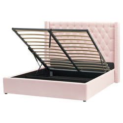Ottoman Bed Velvet LUBBON 160 x 200 cm (EU King Size) Pastel Pink Pink