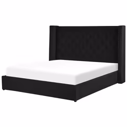 Ottoman Bed Velvet LUBBON 180 x 200 cm (EU Super King) Black