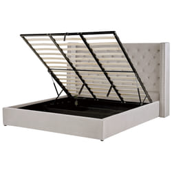 Ottoman Bed Velvet LUBBON 180 x 200 cm (EU Super King) Light Grey