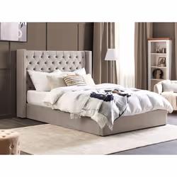 Ottoman Bed Velvet LUBBON 180 x 200 cm (EU Super King) Light Grey