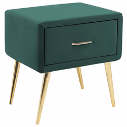 1 Drawer Bedside Table FLAYAT Velvet Emerald Green