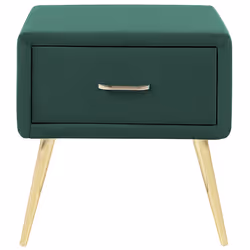 1 Drawer Bedside Table FLAYAT Velvet Emerald Green