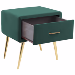1 Drawer Bedside Table FLAYAT Velvet Emerald Green - Additional view 4