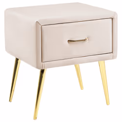 1 Drawer Bedside Table FLAYAT Velvet Light Beige