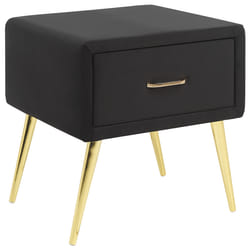 1 Drawer Bedside Table FLAYAT Velvet Black