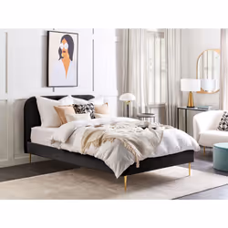 Bed Velvet FLAYAT 140 x 200 cm (EU Double) Black - Additional view 9