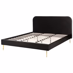 Velvet EU Super King Size Bed Black FLAYAT - Additional view 4