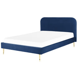 Bed Velvet FLAYAT 160 x 200 cm (EU King Size) Navy Blue