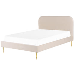 Bed Velvet FLAYAT 140 x 200 cm (EU Double) Light Beige