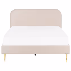 Bed Velvet FLAYAT 140 x 200 cm (EU Double) Light Beige