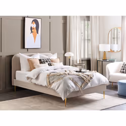 Bed Velvet FLAYAT 140 x 200 cm (EU Double) Light Beige - Additional view 4
