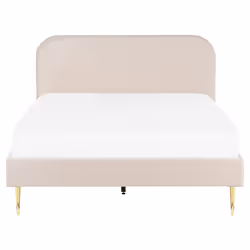 Bed Velvet FLAYAT 160 x 200 cm (EU King Size) Light Beige