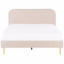 Bed Velvet FLAYAT 180 x 200 cm (EU Super King) Light Beige