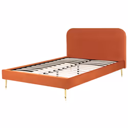 Bed Velvet FLAYAT 140 x 200 cm (EU Double) Orange - Additional view 4