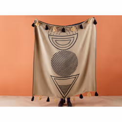 Blanket 130 x 170 cm Beige and Black THUMKI