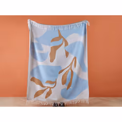 Blanket 130 x 170 cm Beige and Blue HAKUI