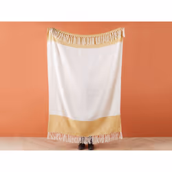 Blanket 130 x 170 cm Beige and Orange SALME