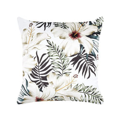 Velvet Cushion Leaf Pattern 45 x 45 cm White and Green OKRA
