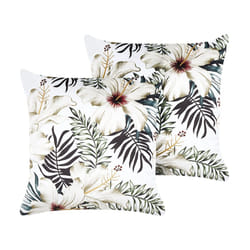 Set of 2 Velvet Cushions Leaf Pattern 45 x 45 cm White and Green OKRA