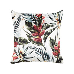 Velvet Cushion Leaf Pattern 45 x 45 cm Green and Red EDELWEISS