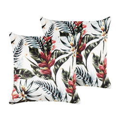 Set of 2 Velvet Cushions Leaf Pattern 45 x 45 cm Green and Red EDELWEISS