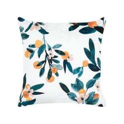 Velvet Cushion Leaf Pattern 45 x 45 cm White and Green KNAUTIA