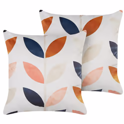 Set of 2 Decorative Cushions QUINOA Velvet 45 x 45 cm Multicolour Plant Pattern