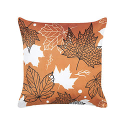 Velvet Cushion Leaf Pattern 45 x 45 cm Orange POINSETTIA
