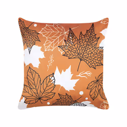 Set of 2 Velvet Cushions Leaf Pattern 45 x 45 cm Orange POINSETTIA