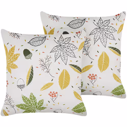 Set of 2 Decorative Cushions MULLEIN Velvet 45 x 45 cm Multicolour Plant Pattern