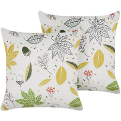 Set of 2 Decorative Cushions MULLEIN Velvet 45 x 45 cm Multicolour Plant Pattern