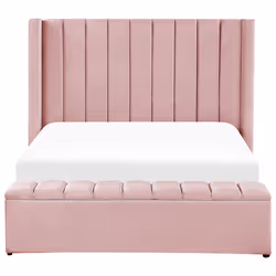 Bed with Storage Bench Velvet NOYERS 140 x 200 cm (EU Double) Pink